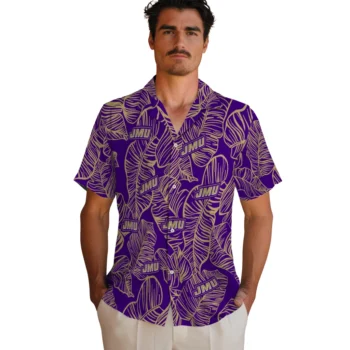 james madison dukes leaf outline purple hawaiian shirts fashion forward