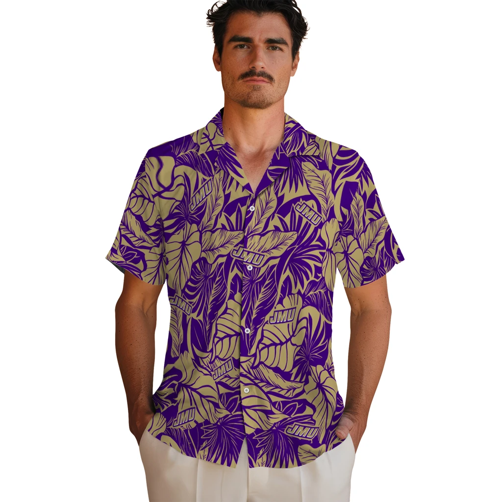 James Madison Dukes Hawaiian Shirt - Monstera Layer james madison dukes monstera layer purple hawaiian shirts fashion forward