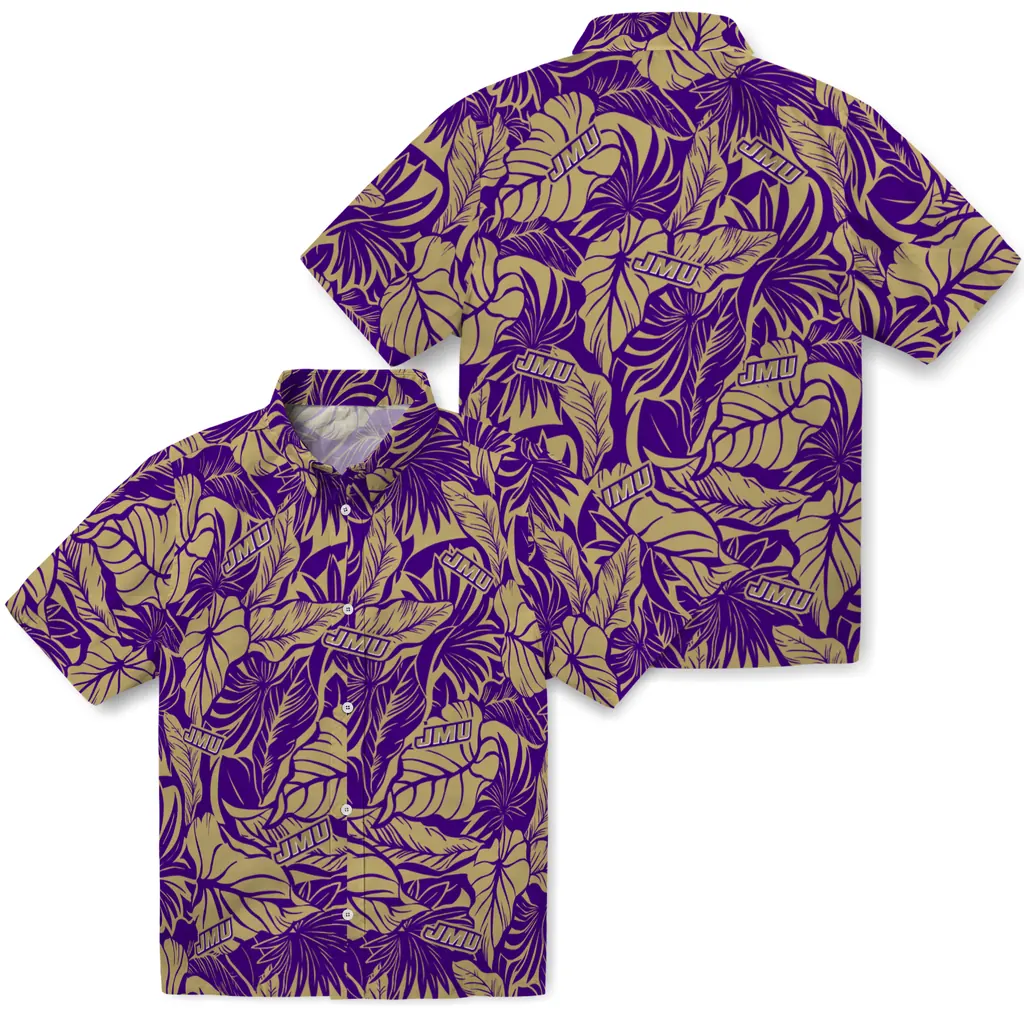 James Madison Dukes Hawaiian Shirt - Monstera Layer james madison dukes monstera layer purple hawaiian shirts high quality