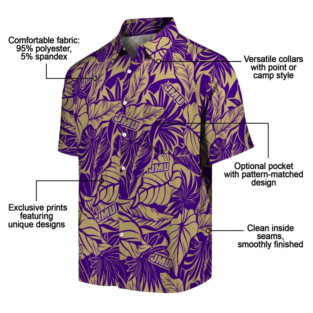 James Madison Dukes Hawaiian Shirt - Monstera Layer james madison dukes monstera layer purple hawaiian shirts new arrival