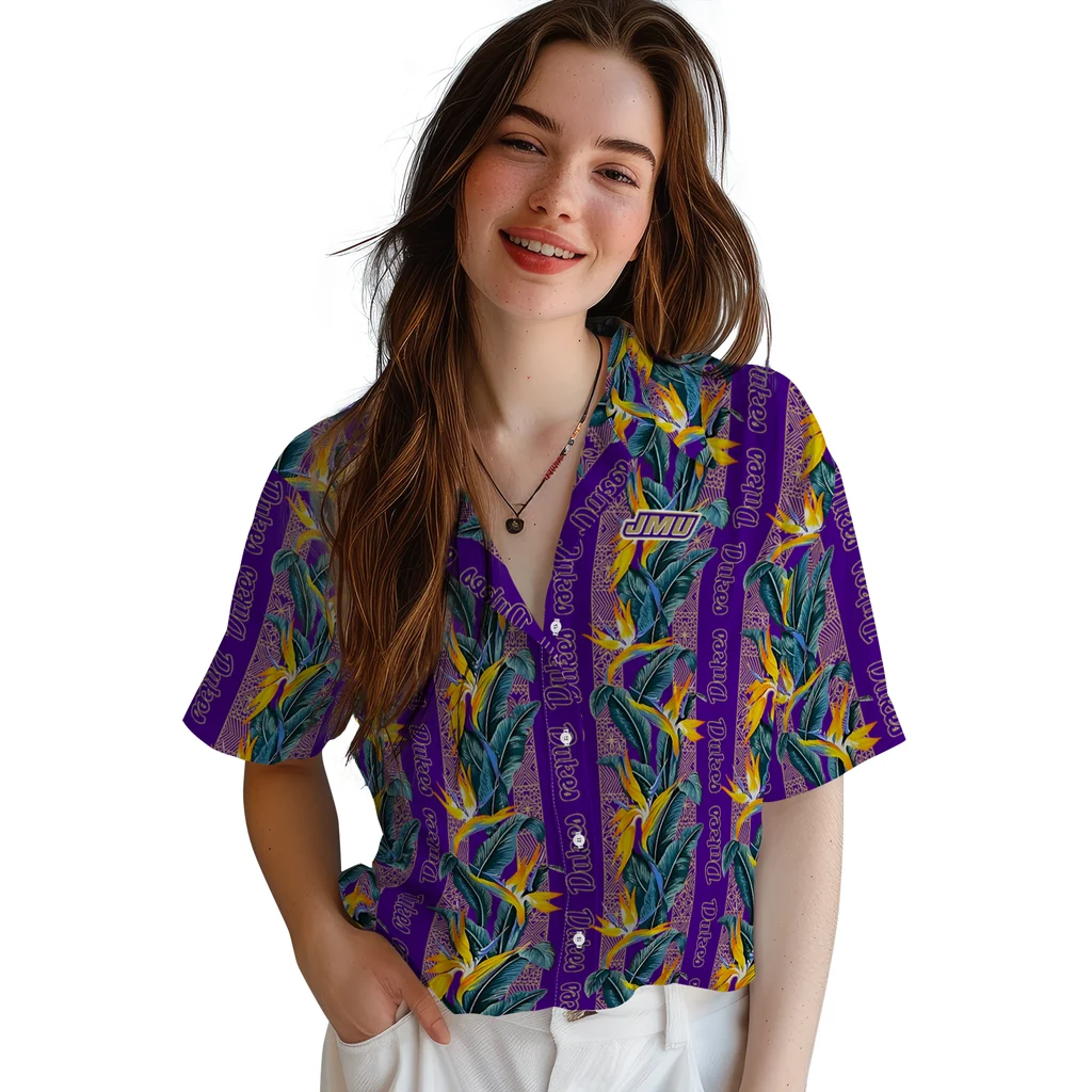 James Madison Dukes Hawaiian Shirt - Paradise Vines james madison dukes paradise vines purple hawaiian shirts latest model