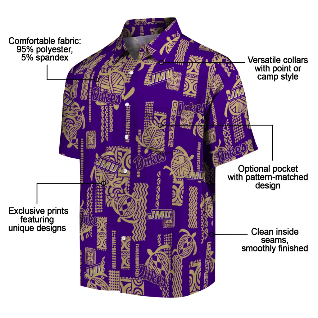 James Madison Dukes Hawaiian Shirt - Turtle Lines james madison dukes turtle lines purple hawaiian shirts new arrival