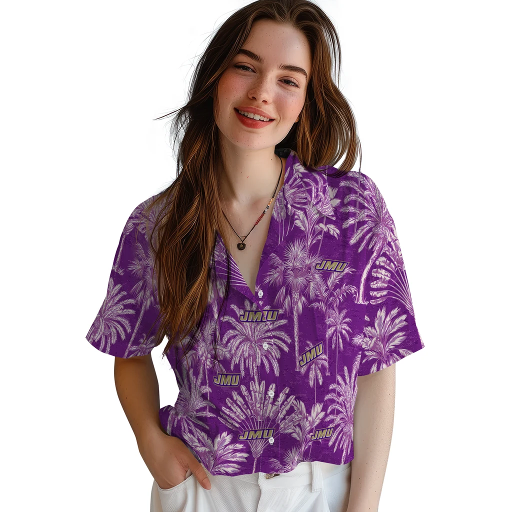 James Madison Dukes Hawaiian Shirt - Vintage Palm Tree james madison dukes palm shadows purple hawaiian shirts latest model