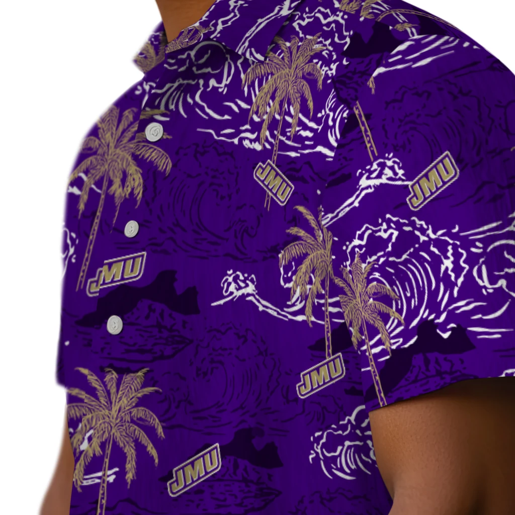 James Madison Dukes Hawaiian Shirt - Wave Palm james madison dukes wave palm purple hawaiian shirts trendy