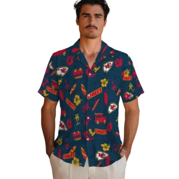kansas city chiefs beach vibe navy hawaiian shirts fashion forward