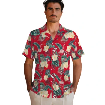 kansas city chiefs flamingo palms red hawaiian shirts fashion forward