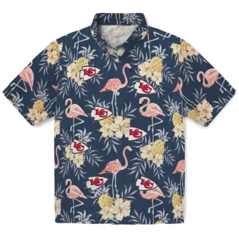 kansas city chiefs flamingo hibiscus navy hawaiian shirts best selling