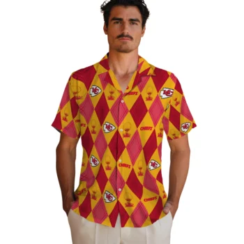 kansas city chiefs balloon plaid red hawaiian shirts fashion forward
