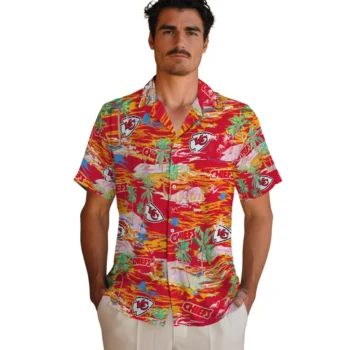 kansas city chiefs flamingo retreat red hawaiian shirts fashion forward