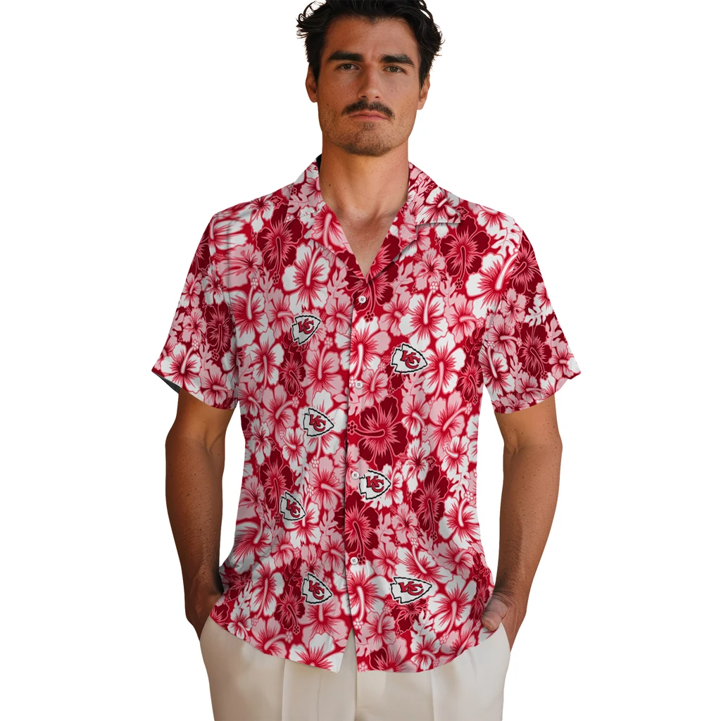 Kansas City Chiefs Hawaiian Shirt - Hibiscus Blooms kansas city chiefs hibiscus blooms red hawaiian shirts fashion forward