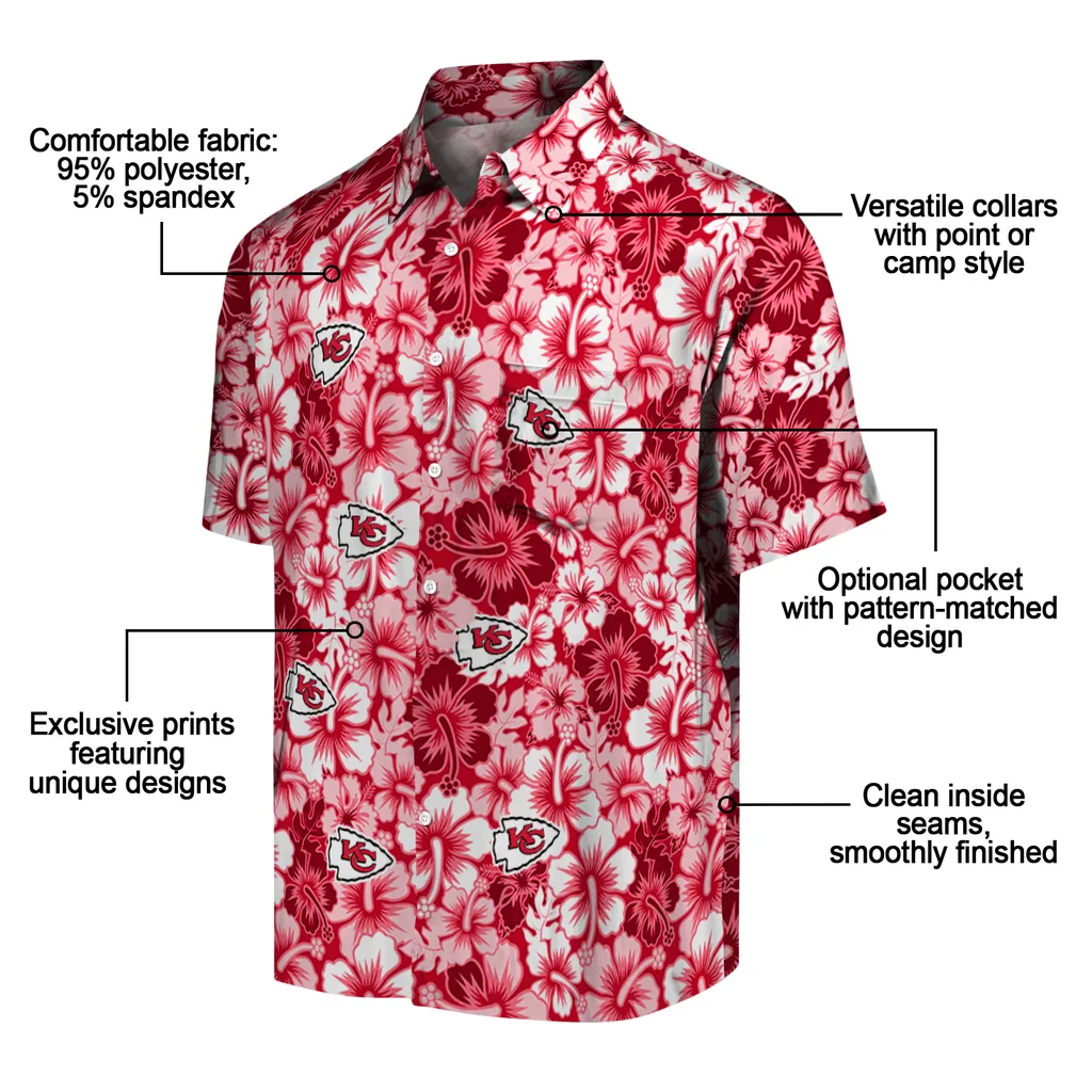 Kansas City Chiefs Hawaiian Shirt - Hibiscus Blooms kansas city chiefs hibiscus blooms red hawaiian shirts new arrival
