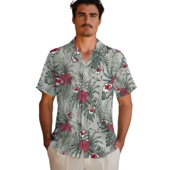 kansas city chiefs hibiscus designs beige hawaiian shirts fashion forward