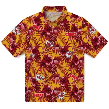 kansas city chiefs hibiscus exotic red hawaiian shirts best selling