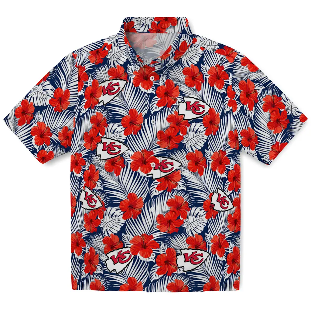 Kansas City Chiefs Hawaiian Shirt - Hibiscus Fiesta kansas city chiefs hibiscus fiesta red royal blue hawaiian shirts best selling