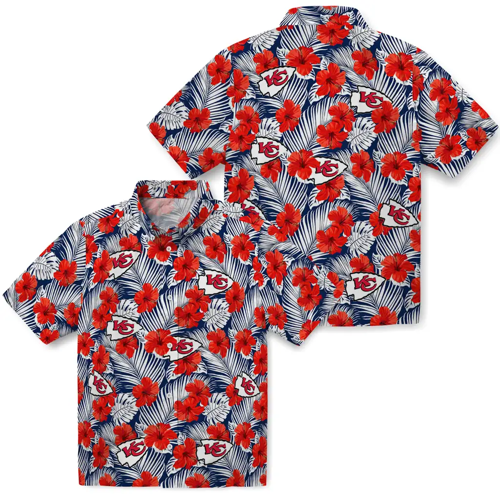 Kansas City Chiefs Hawaiian Shirt - Hibiscus Fiesta kansas city chiefs hibiscus fiesta red royal blue hawaiian shirts high quality