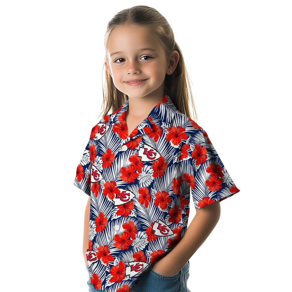 Kansas City Chiefs Hawaiian Shirt - Hibiscus Fiesta kansas city chiefs hibiscus fiesta red royal blue hawaiian shirts premium grade
