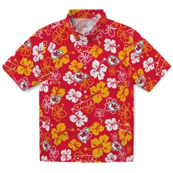kansas city chiefs hibiscus bloom red hawaiian shirts best selling