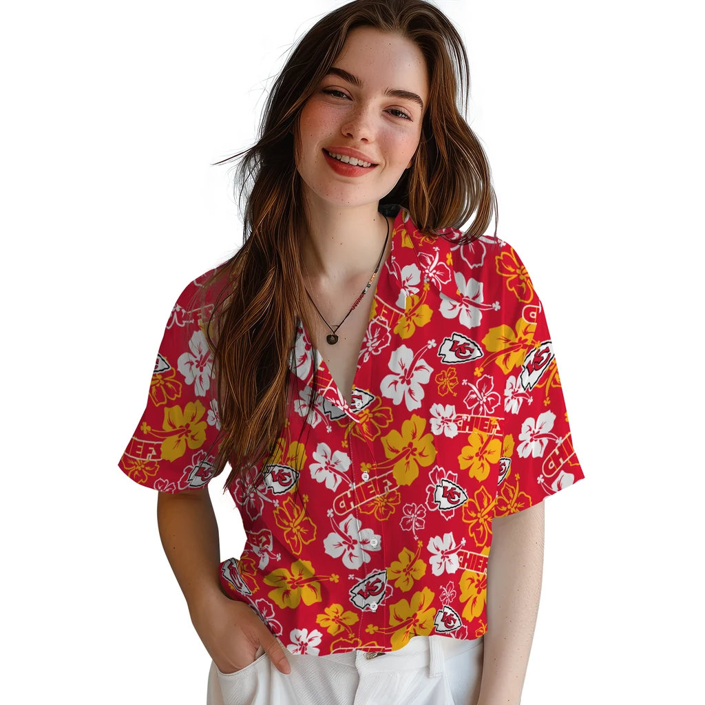 Kansas City Chiefs Hawaiian Shirt - Hibiscus Flower Design kansas city chiefs hibiscus bloom red hawaiian shirts latest model