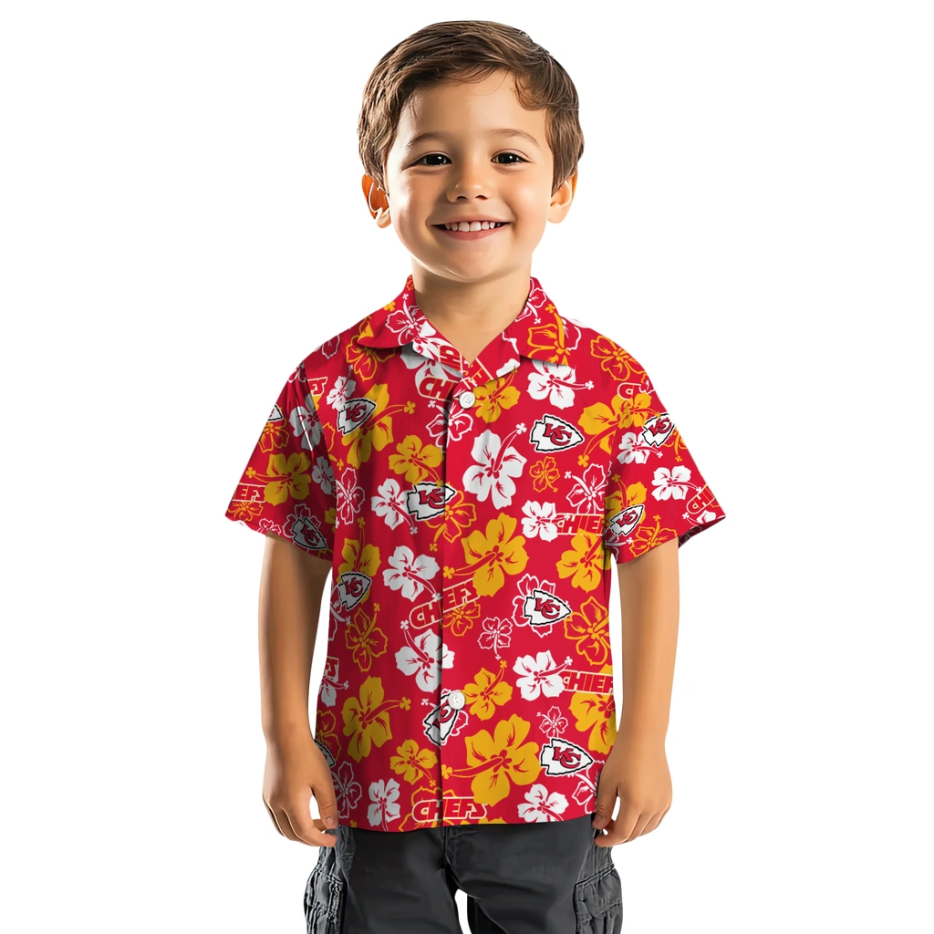 Kansas City Chiefs Hawaiian Shirt - Hibiscus Flower Design kansas city chiefs hibiscus bloom red hawaiian shirts top rated