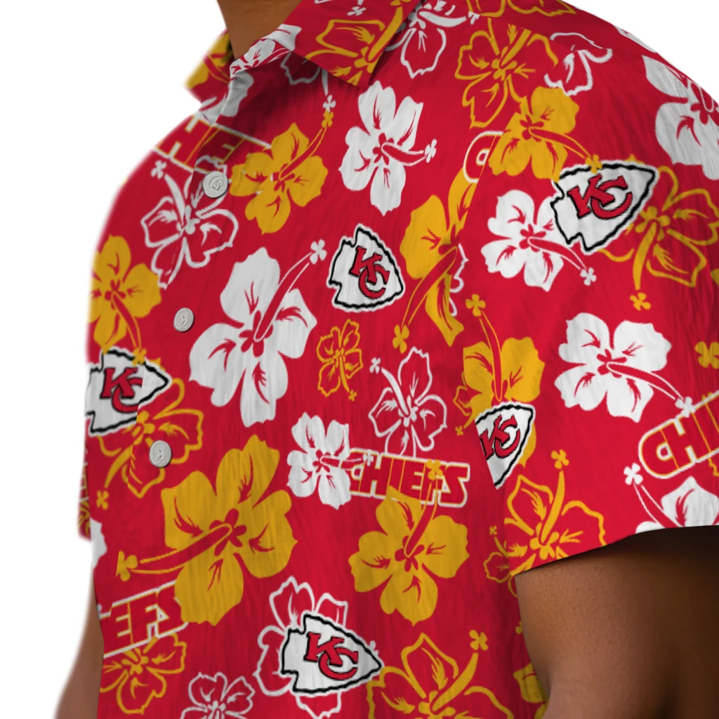 Kansas City Chiefs Hawaiian Shirt - Hibiscus Flower Design kansas city chiefs hibiscus bloom red hawaiian shirts trendy