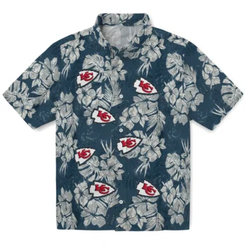 kansas city chiefs hibiscus flowers navy blue hawaiian shirts best selling