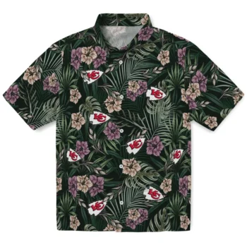 kansas city chiefs hibiscus leaves pattern green hawaiian shirts best selling