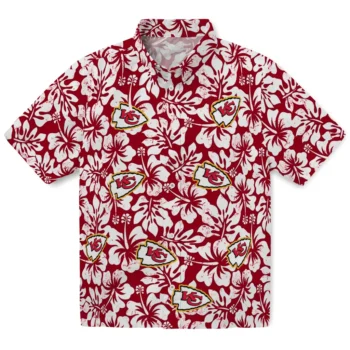 kansas city chiefs hibiscus motif red white hawaiian shirts best selling