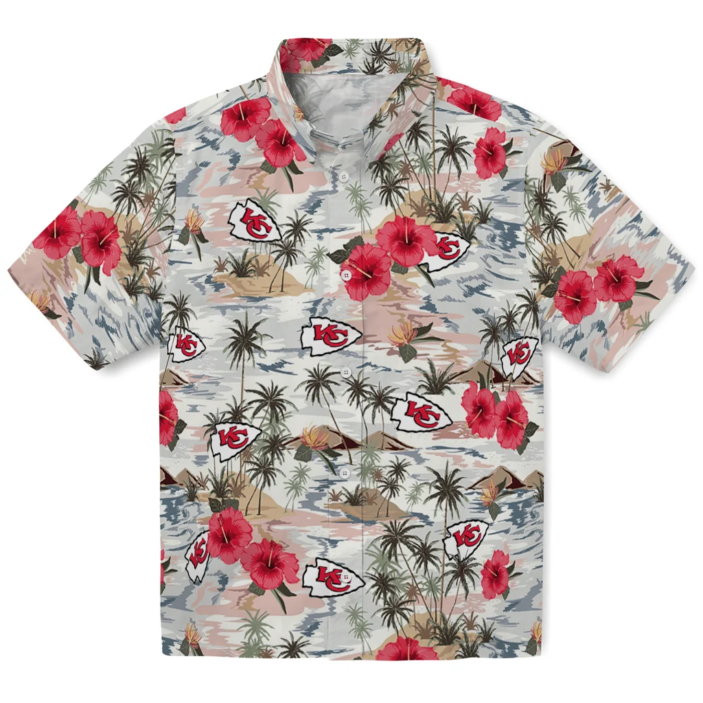 Kansas City Chiefs Hawaiian Shirt - Hibiscus Seaside kansas city chiefs hibiscus seaside white hawaiian shirts best selling