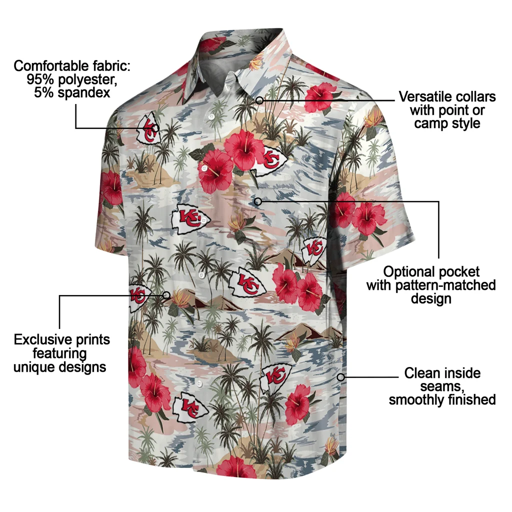 Kansas City Chiefs Hawaiian Shirt - Hibiscus Seaside kansas city chiefs hibiscus seaside white hawaiian shirts new arrival