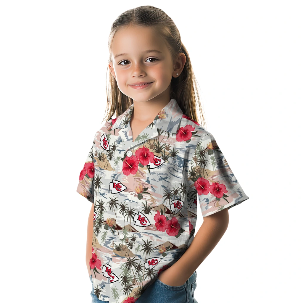 Kansas City Chiefs Hawaiian Shirt - Hibiscus Seaside kansas city chiefs hibiscus seaside white hawaiian shirts premium grade