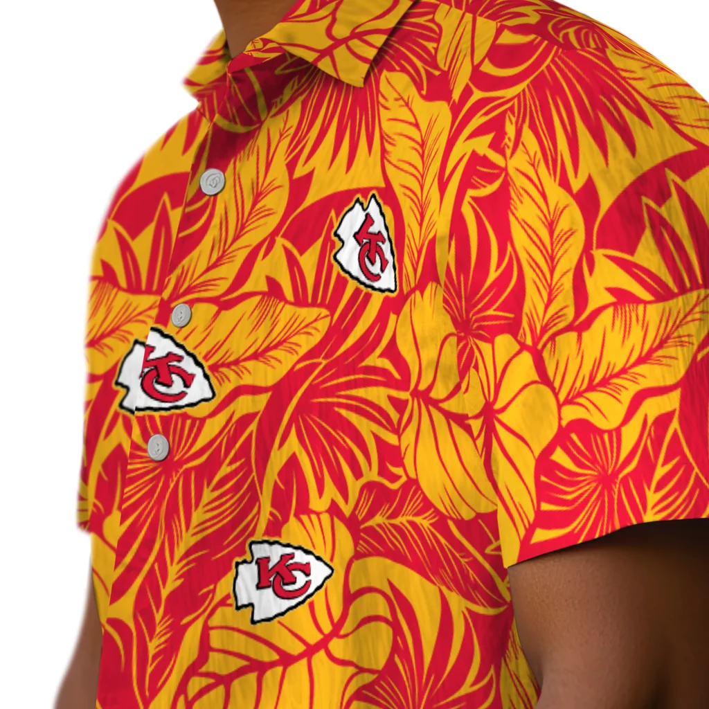 Kansas City Chiefs Hawaiian Shirt - Monstera Layer kansas city chiefs monstera layer red hawaiian shirts trendy