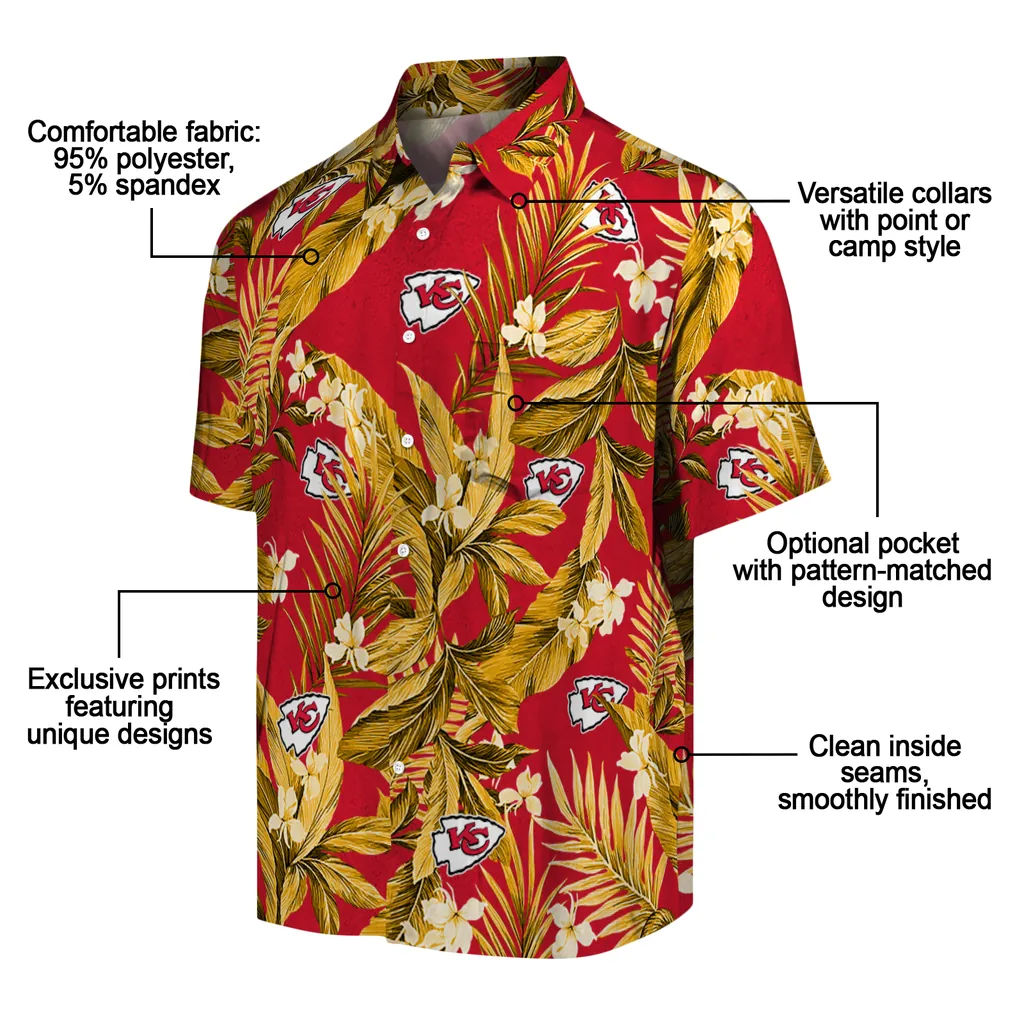 Kansas City Chiefs Hawaiian Shirt - Palm Leaves kansas city chiefs palm leaves red hawaiian shirts new arrival