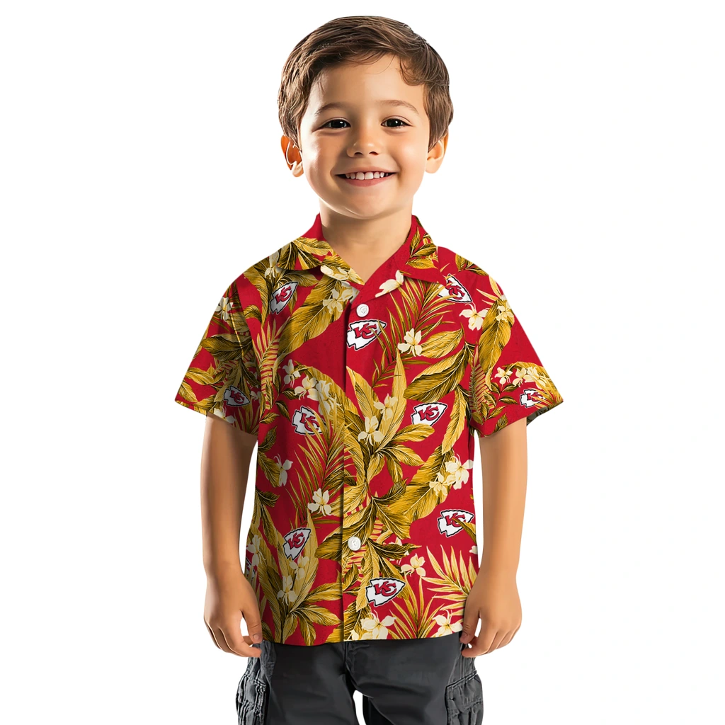 Kansas City Chiefs Hawaiian Shirt - Palm Leaves kansas city chiefs palm leaves red hawaiian shirts top rated