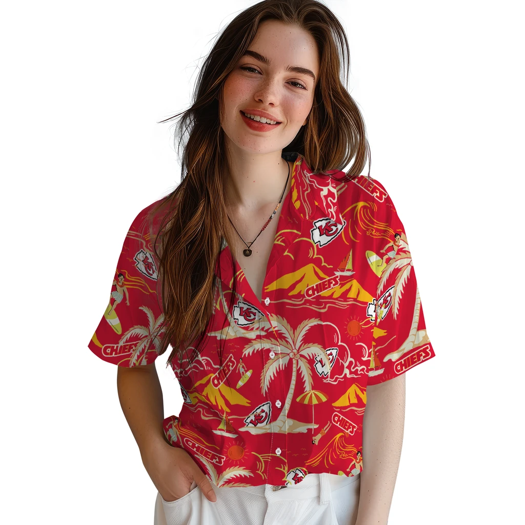 Kansas City Chiefs Hawaiian Shirt - Palm Tree Island kansas city chiefs palm tree island red hawaiian shirts latest model
