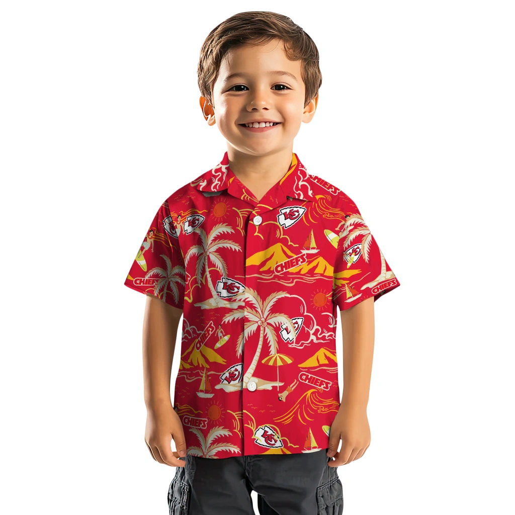 Kansas City Chiefs Hawaiian Shirt - Palm Tree Island kansas city chiefs palm tree island red hawaiian shirts top rated