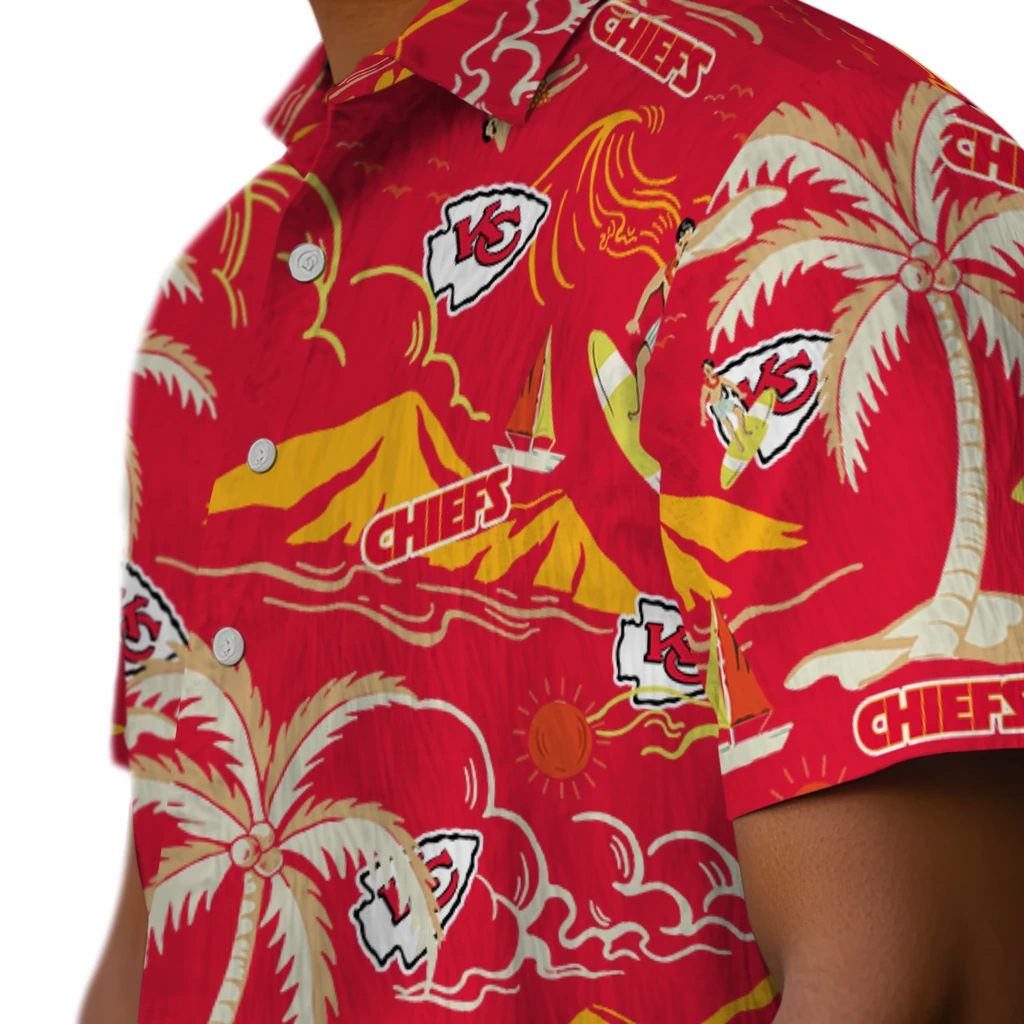Kansas City Chiefs Hawaiian Shirt - Palm Tree Island kansas city chiefs palm tree island red hawaiian shirts trendy