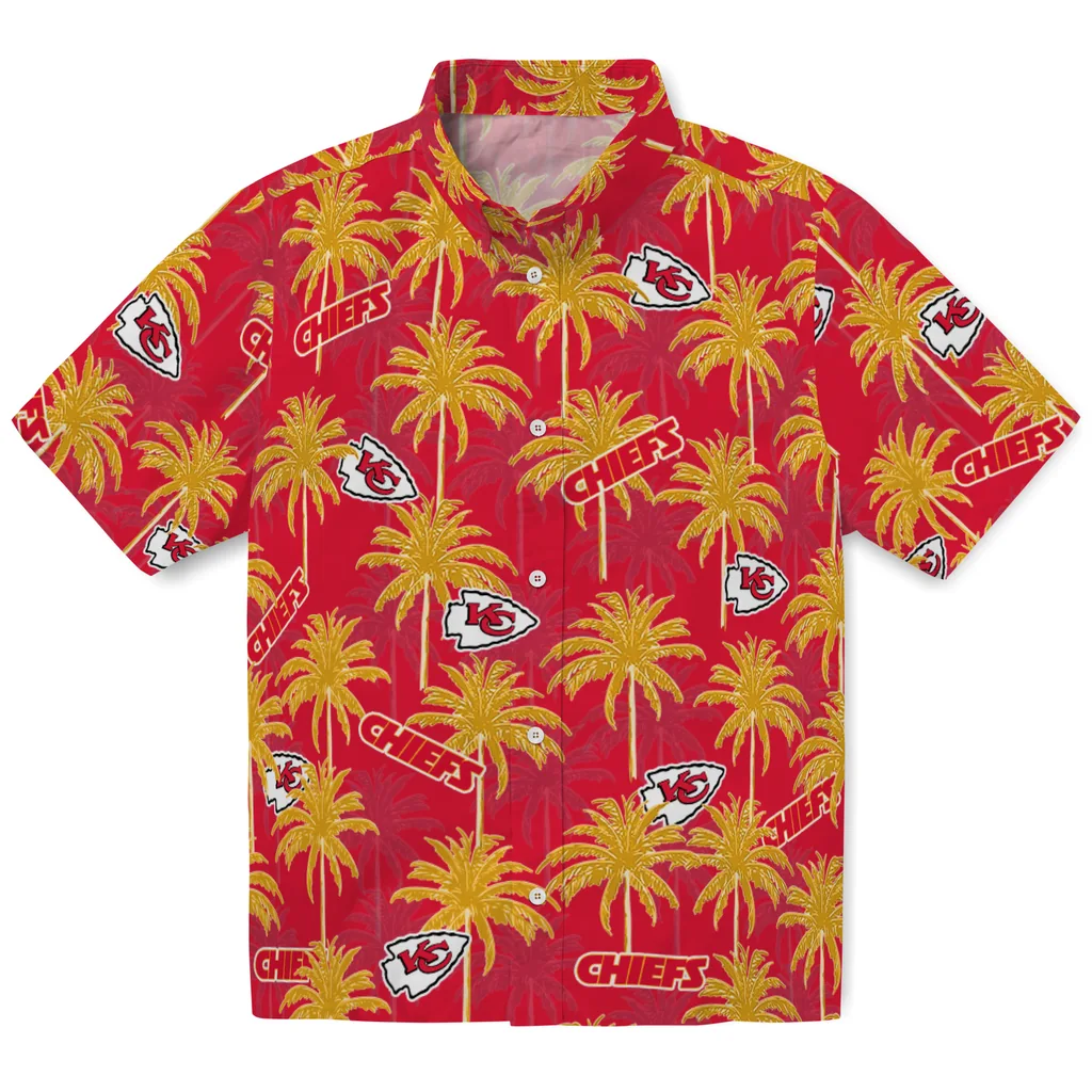 Kansas City Chiefs Hawaiian Shirt - Palm Tree Motif kansas city chiefs palm grove red hawaiian shirts best selling