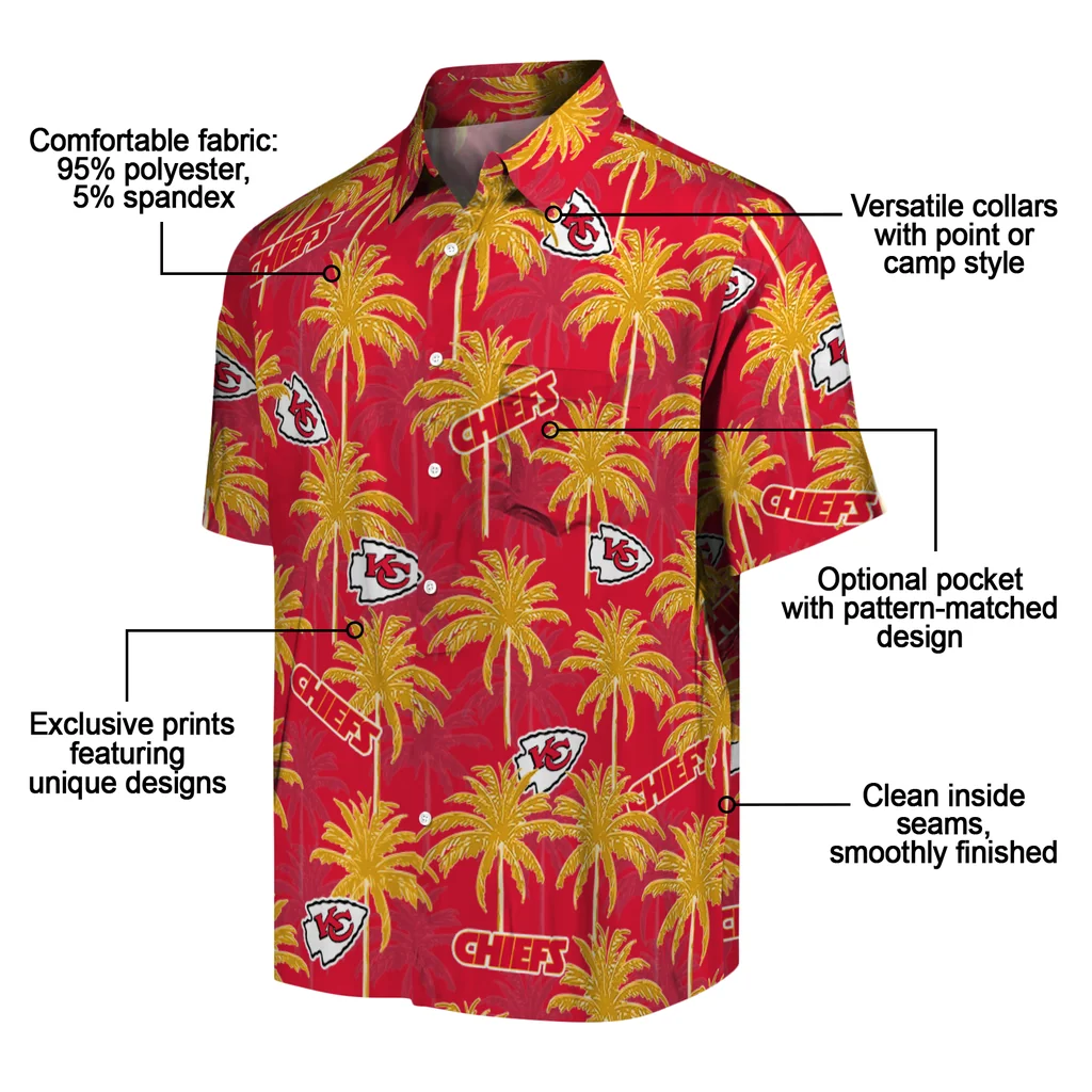 Kansas City Chiefs Hawaiian Shirt - Palm Tree Motif kansas city chiefs palm grove red hawaiian shirts new arrival