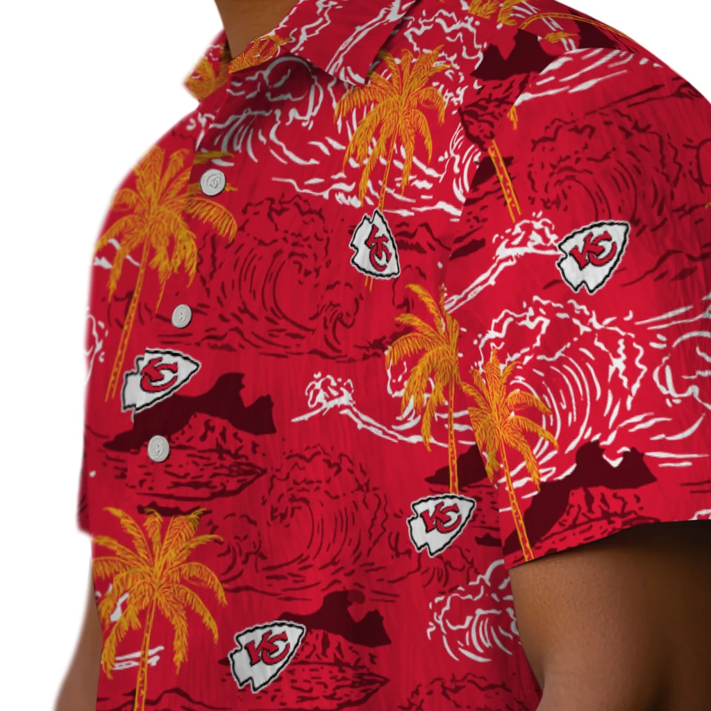 Kansas City Chiefs Hawaiian Shirt - Wave Palm kansas city chiefs wave palm red hawaiian shirts trendy