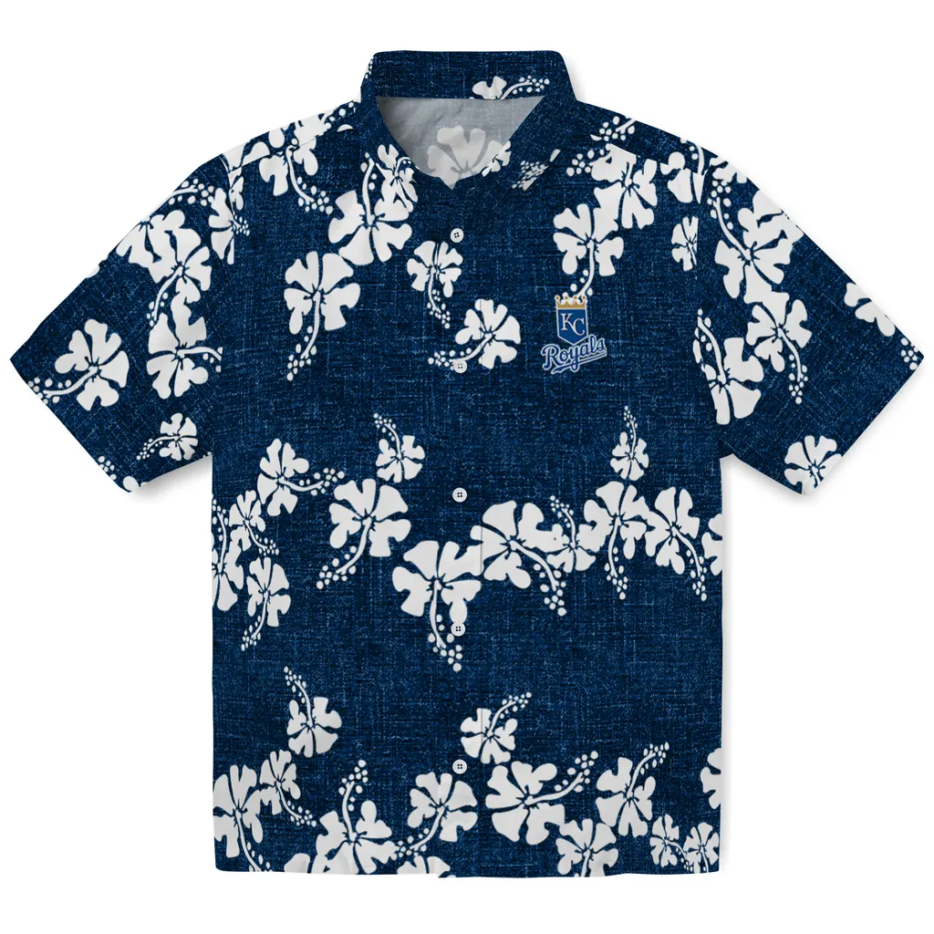 Kansas City Royals Hawaiian Shirt - 50th State Flower kansas city royals hibiscus petals royal blue hawaiian shirts best selling