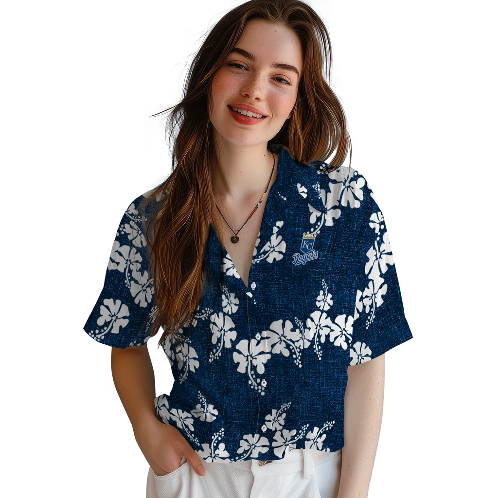 Kansas City Royals Hawaiian Shirt - 50th State Flower kansas city royals hibiscus petals royal blue hawaiian shirts latest model