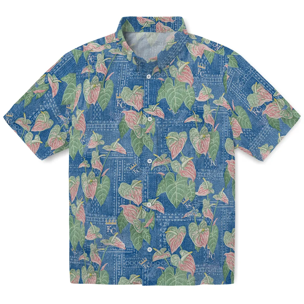 Kansas City Royals Hawaiian Shirt - Anthurium Overlay kansas city royals anthurium overlay royal blue hawaiian shirts best selling