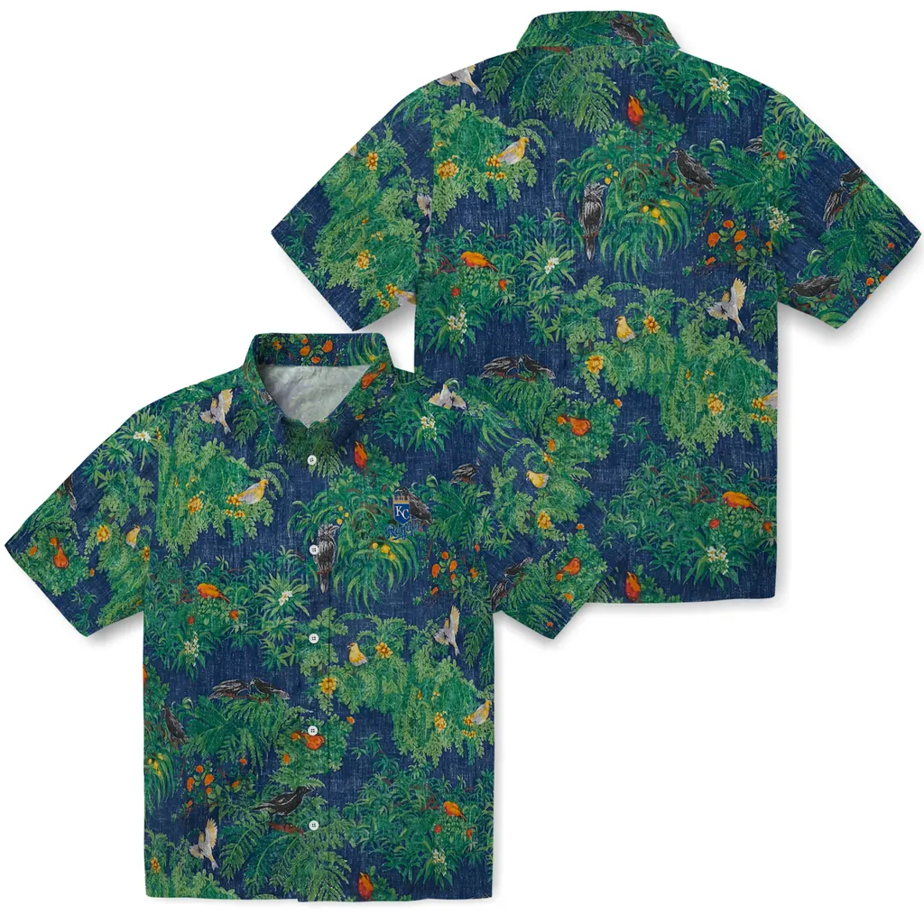 Kansas City Royals Hawaiian Shirt - Bird Canopy kansas city royals bird canopy green hawaiian shirts high quality