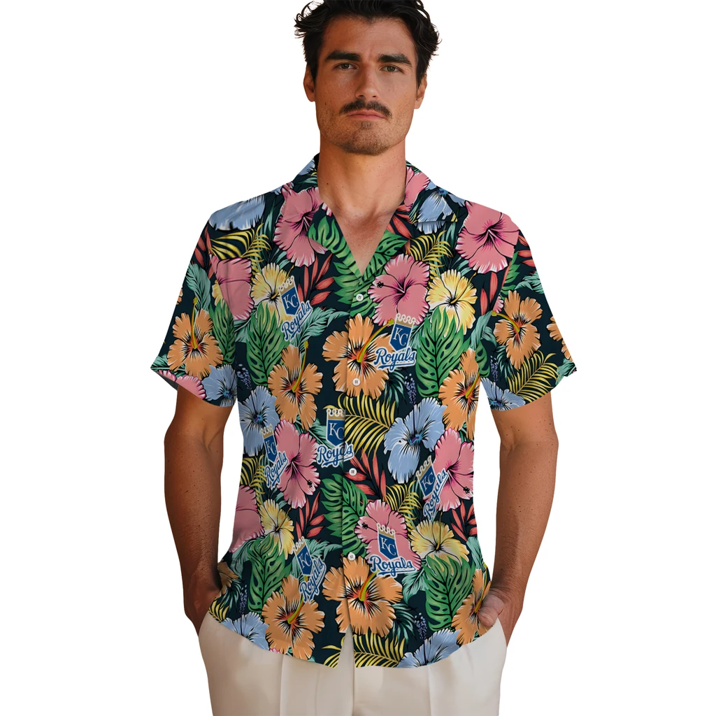 Kansas City Royals Hawaiian Shirt - Brilliant Hibiscus Garden kansas city royals brilliant hibiscus garden hawaiian shirts fashion forward