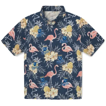 kansas city royals flamingo hibiscus navy hawaiian shirts best selling