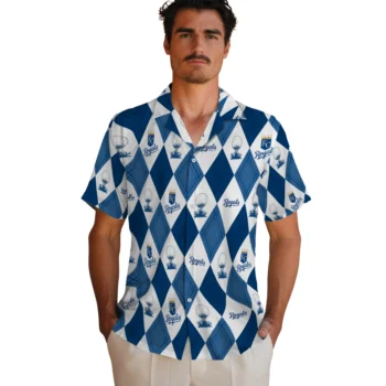kansas city royals balloon plaid royal blue hawaiian shirts fashion forward