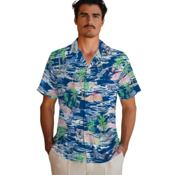kansas city royals flamingo retreat royal blue hawaiian shirts fashion forward
