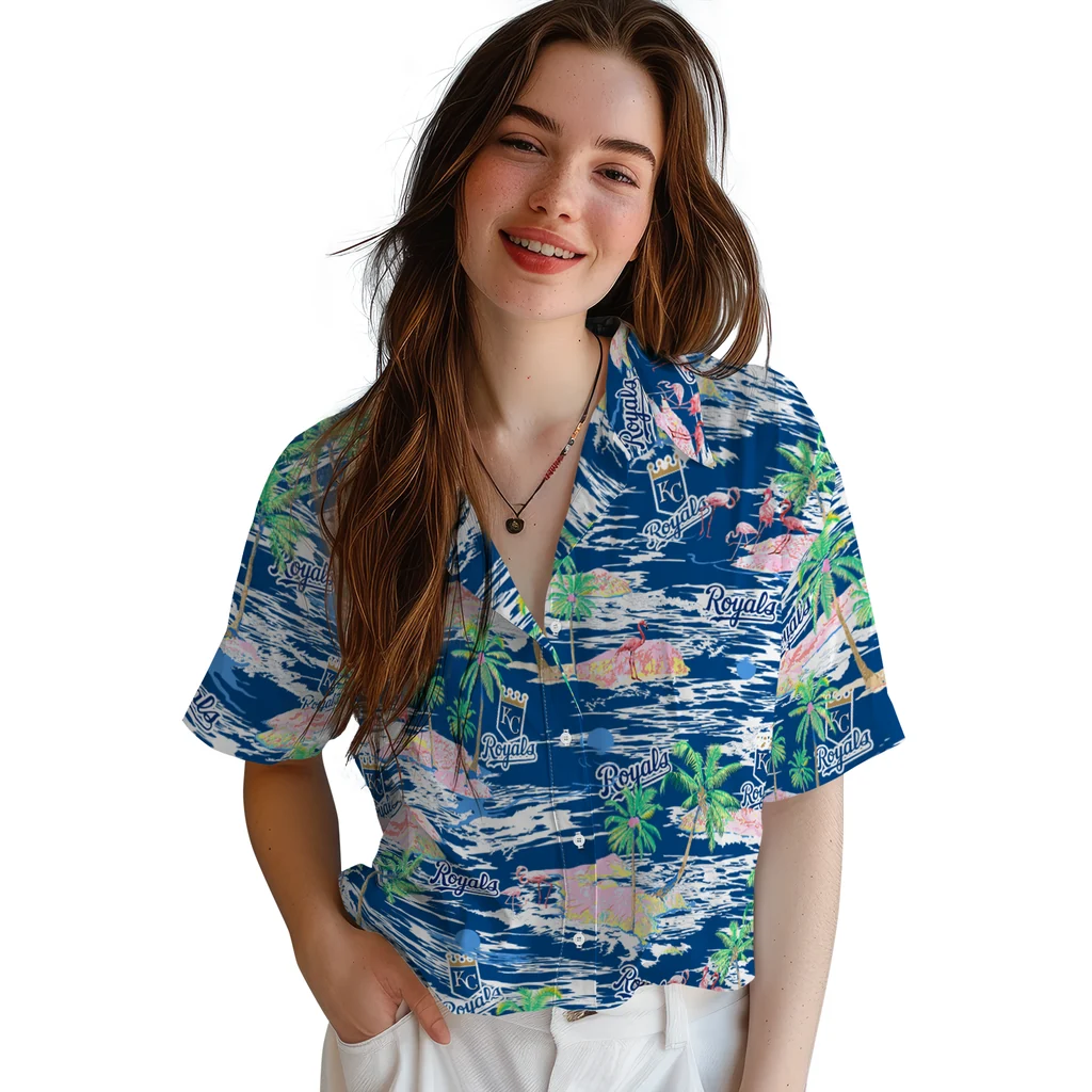 Kansas City Royals Hawaiian Shirt - Hawaii Island kansas city royals flamingo retreat royal blue hawaiian shirts latest model