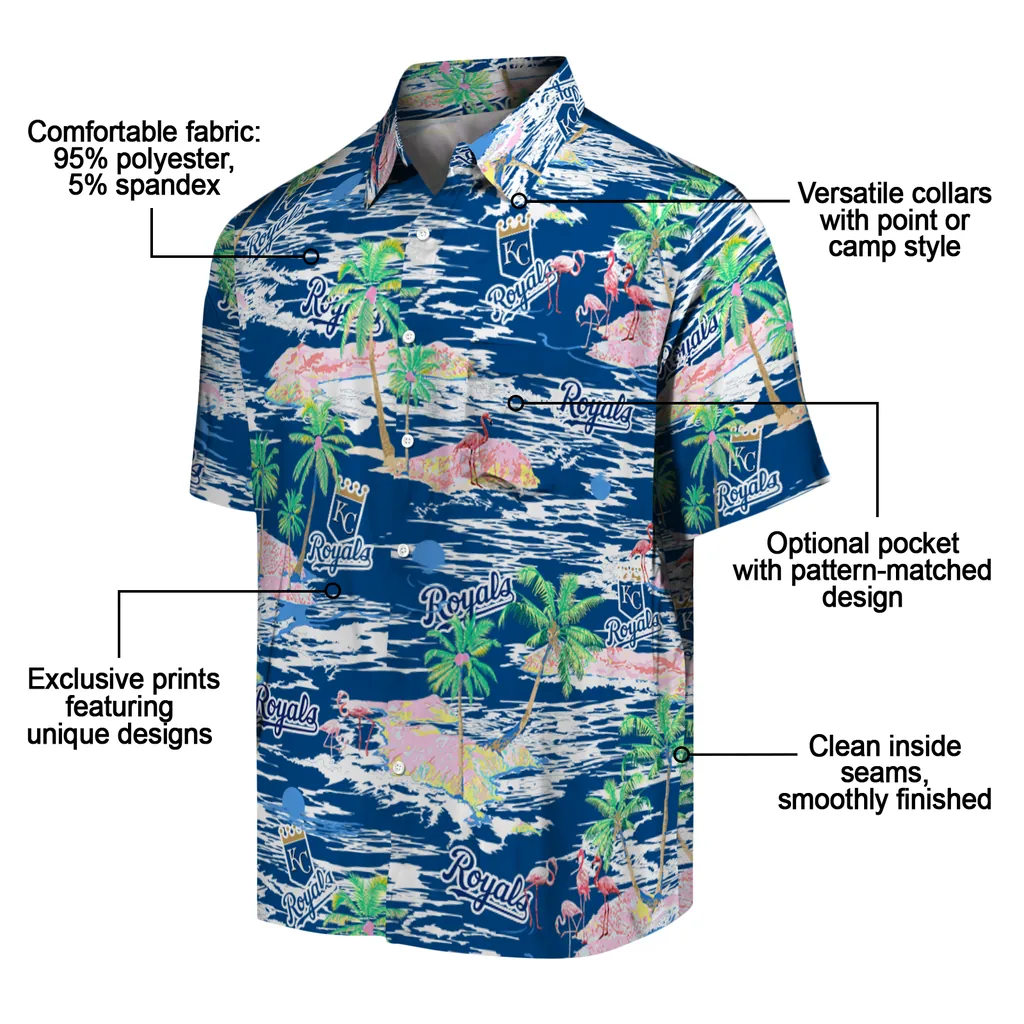 Kansas City Royals Hawaiian Shirt - Hawaii Island kansas city royals flamingo retreat royal blue hawaiian shirts new arrival