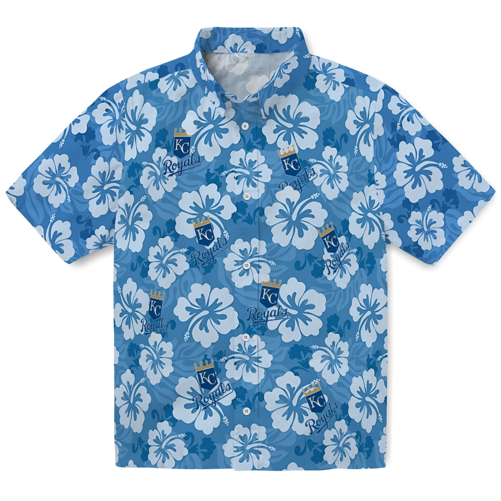 Kansas City Royals Hawaiian Shirt - Hibiscus Cluster kansas city royals hibiscus cluster royal blue hawaiian shirts best selling